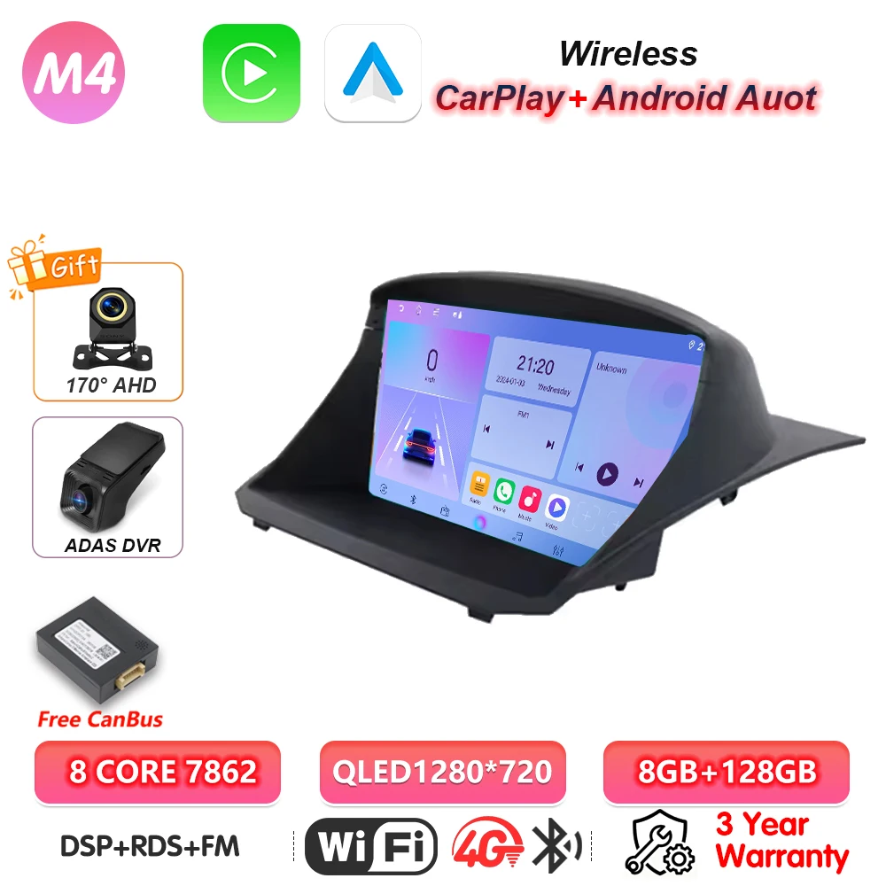 Android 16 Carplay Car Radio For Ford Fiesta MK7 2009 2010 2011 2012 2013 -2017 Multimedia Player Navigation Screen Wifi Stereo image 3