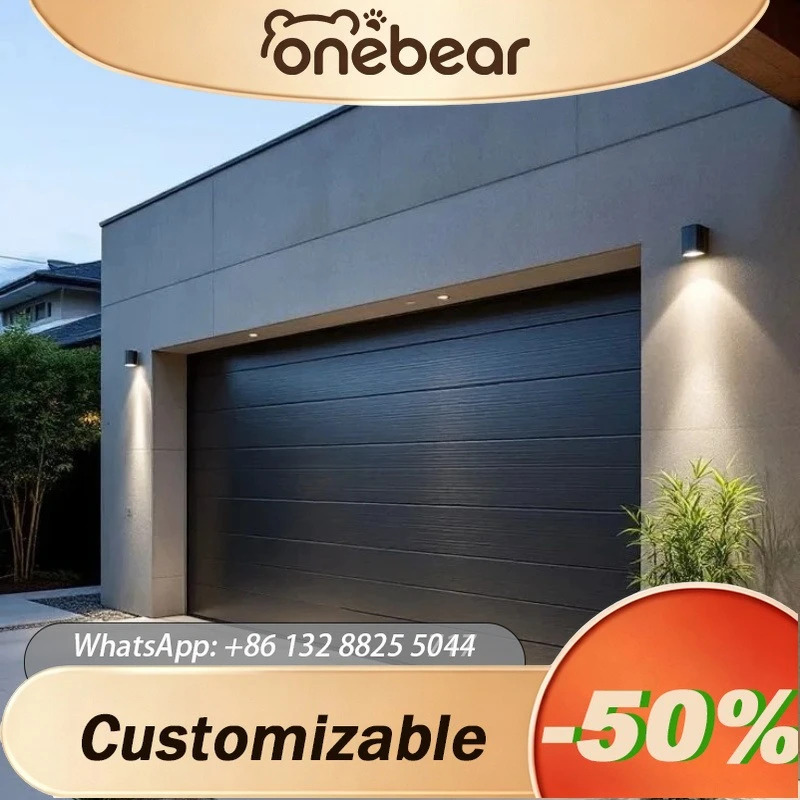 Any Size Custom Modern Automatic Aluminum Alloy Sectional Garage Door Energy Saving Heat Insulation For Villa Home Use