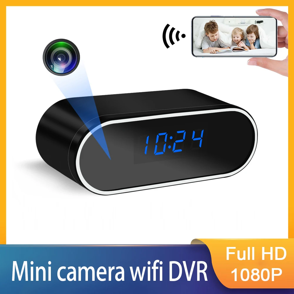 Mini caméra d'horloge Full HD 1080P, sans fil, contrôle Wifi, IR, vision nocturne, vue DVR, caméscope, surveillance à domicile, moniteur vidéo