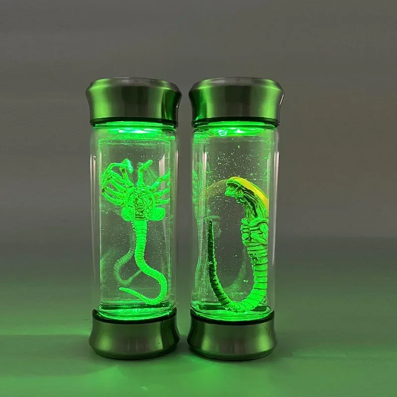 Alien Glow Jar Xenomorph Specimen Facehugger Chestburster Embryo Glass Jar Movie Prop Replica Home Decor Desktop Crafts