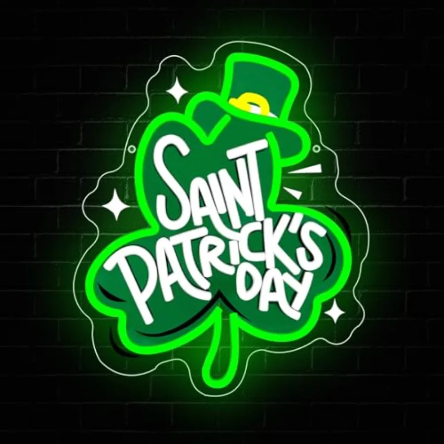 

Неоновая вывеска ко Дню Святого Патрика: Счастливый клевер, зеленый светодиодный неоновый светильник, настенный декор для вечеринок, украшение для магазина ко Дню деревьев, подарок, с регулировкой яркости