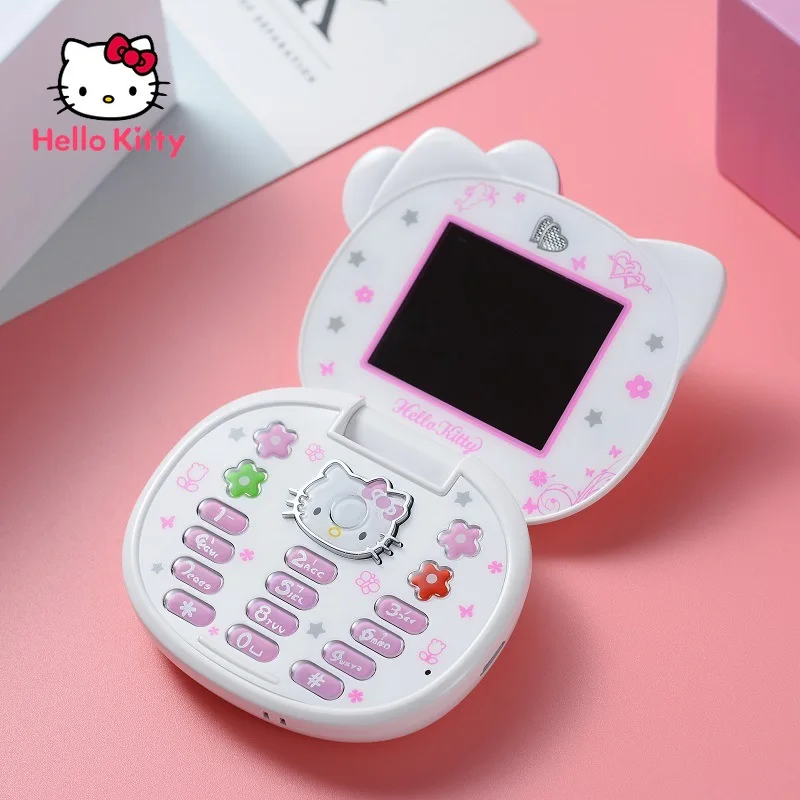 

Hello Kitty Cute Girl Gift Mini Mobile Phones Flip Cartoon Dual Sim Card CellPhone Player Unlocked Bluetooth Compact position