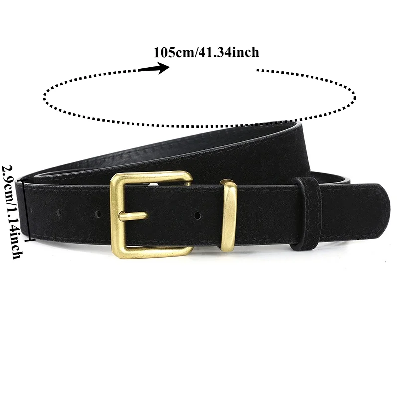 Fashionable Suede High-End Minimalist Vintage Belt Korean-Style Trendy Commuter-Friendly Elegant Casual Women’s Buckle Belt