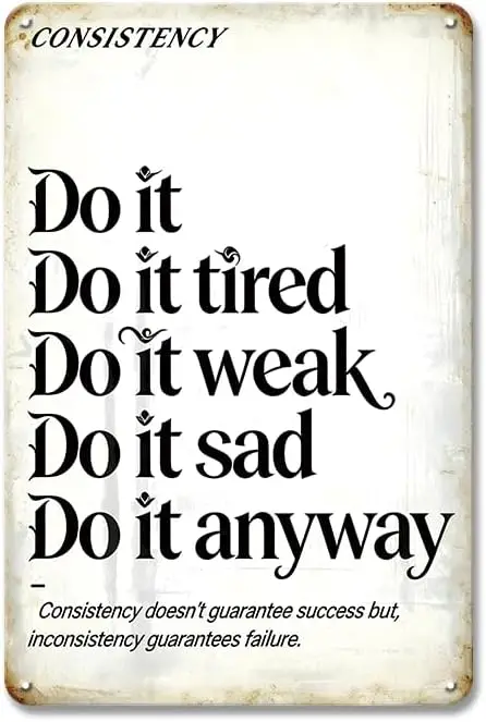 YOYI ART Vintage Metal Tin Sign Motivational Wall Art Decor Gift,   | rust-proof, metal survives humidity, lightweight design, W