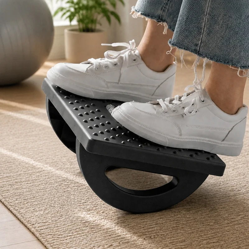 Portable Foot Stool for Home and Office with Massage Rollers Ergonomic Under-Desk Design