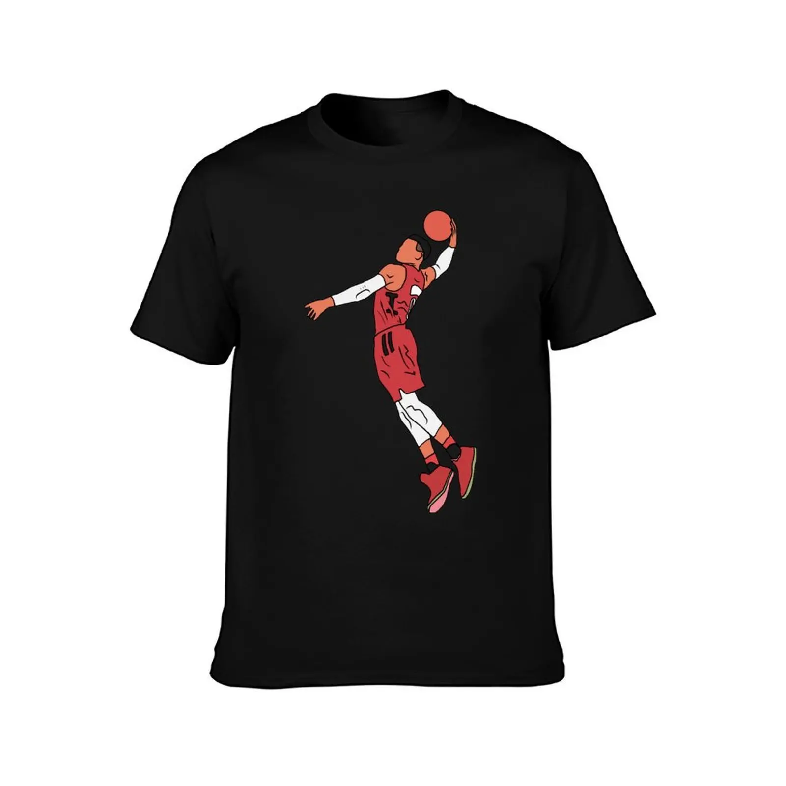 Russell Westbrook Rockets Dunk T-Shirt, Summer Casual Cotton Tee, Oversized Streetwear Tops, Vintage Graphic Print, 100% Cotton
