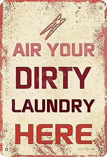 BIGYAK Air Your Dirty Laundry Here Tin Vintage Look 20X30 cm Decoration Crafts Sign for Home Kitchen Bathroom Farm Garden Garage