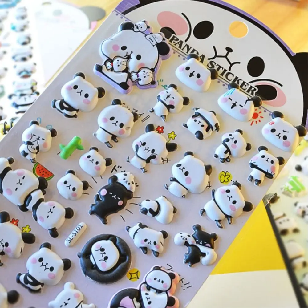 

Gift Box Panda Sticker Waterproof Kawaii 3D Panda Bubble Sticker Strawberry Bear Children's Panda Bubble Sticker