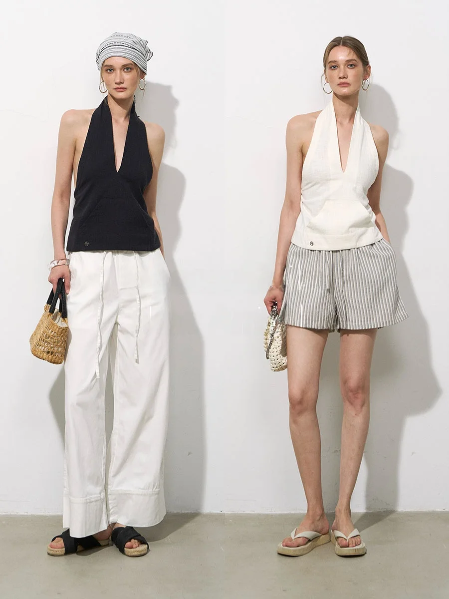 

Женский льняной жакет DeeSicile в современном стиле преппи с глубоким V-образным вырезом, французский крой, без рукавов, приталенный