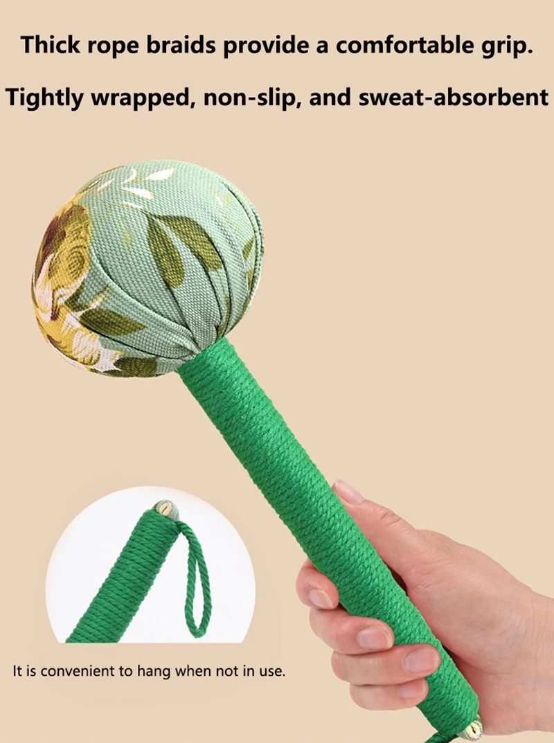 Long-Handled Wormwood Massage Hammer for Lymphatic Drainage - Manual Full Body & Back Relief, Stress Reduction, Nylon Material