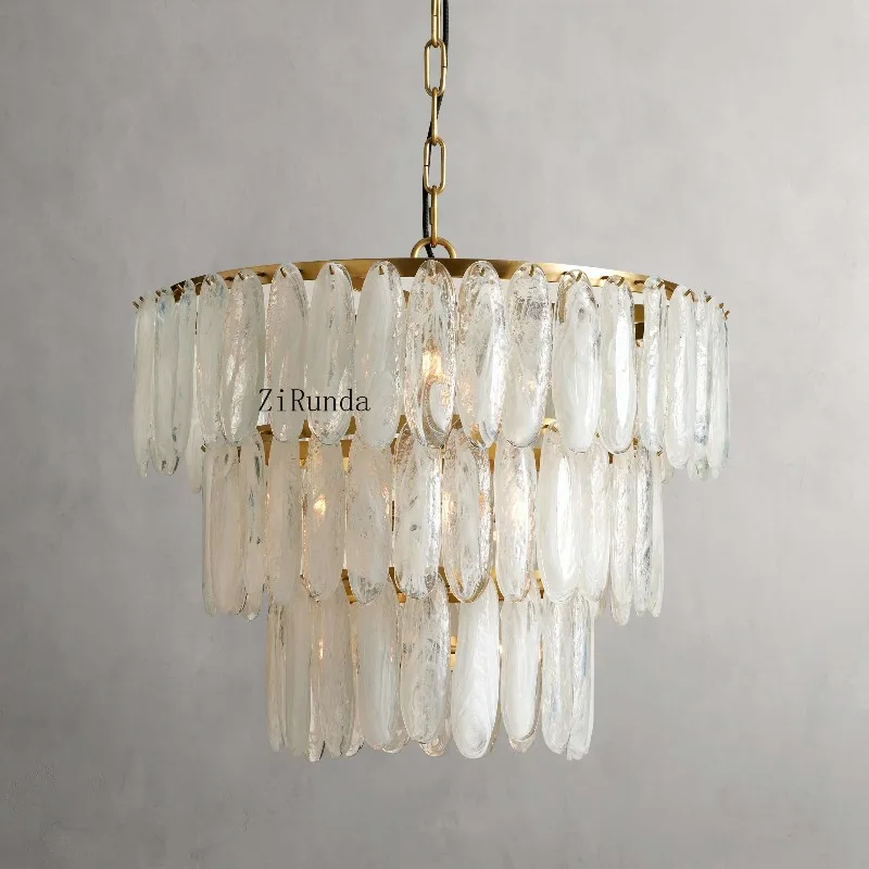 Modern creative personalized design living room restaurant office hotel luxury three-layer transparent ring glass chandelier