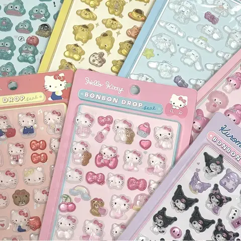 1PCS Sanrio Series 3D Stickers Stereoscopic Relief Crystal Bubble Cute My Melody Kuromi Cartoon Kid Reward Decals Decoration Toy