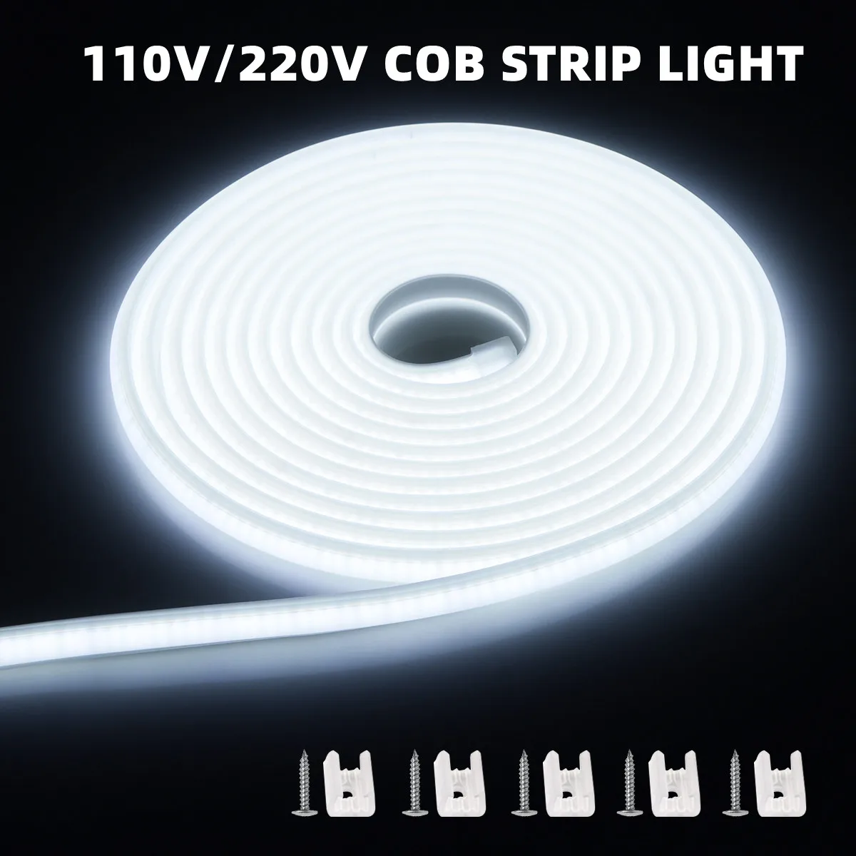 Kitchen Cabinet Lamp COB LED Strip Light 220V 110V Waterproof FOB Neon Tape Tube Outdoor Garden Closet Wardrobe Backlight Decor