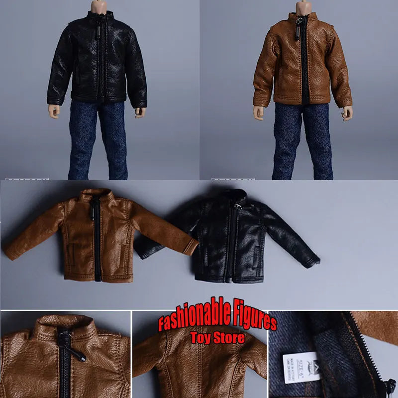 

ATStory 1/12 Scale Male Soldier Classic Motorcycle Zipper Leather Jacket For 6inch romankey DIY Action Figure Body