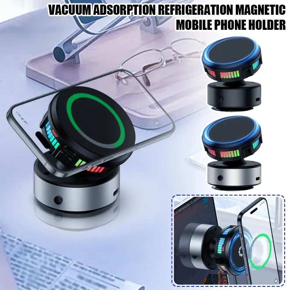 Vacuum Adsorption Refrigeration Wireless Charging Magnetic Phone Holder 15W 360 Degree Rotating Car Vacuum Suction Cup Holder