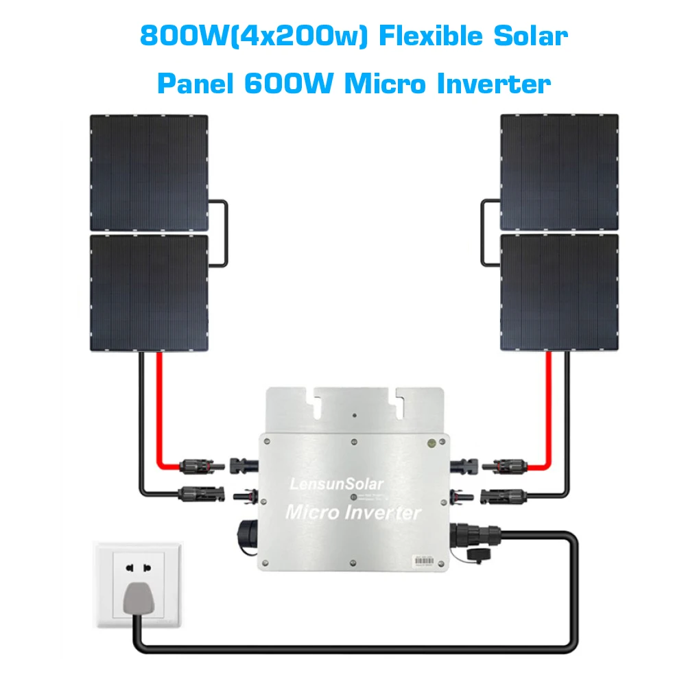 Plug And Play  System600 Watt  System Flexible Balkon Kraftwerke 600W modul For Home MPPT Controller Balcony Sola