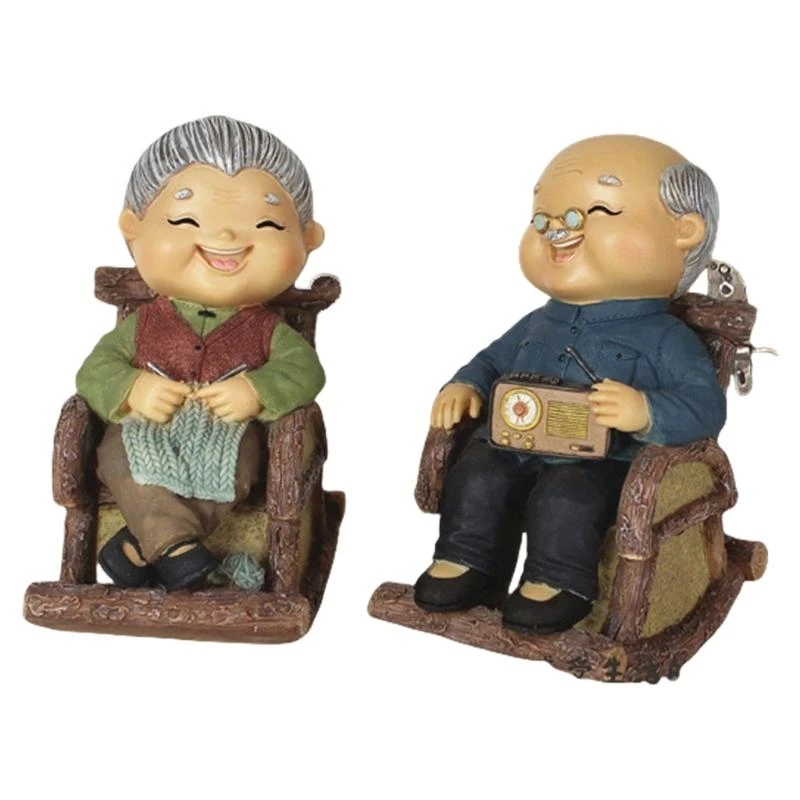 Anniversary Elderly Couple Figurines Miniature Figures Grandma Grandpa Statue for Wedding Home Decors Memorials Ornament
