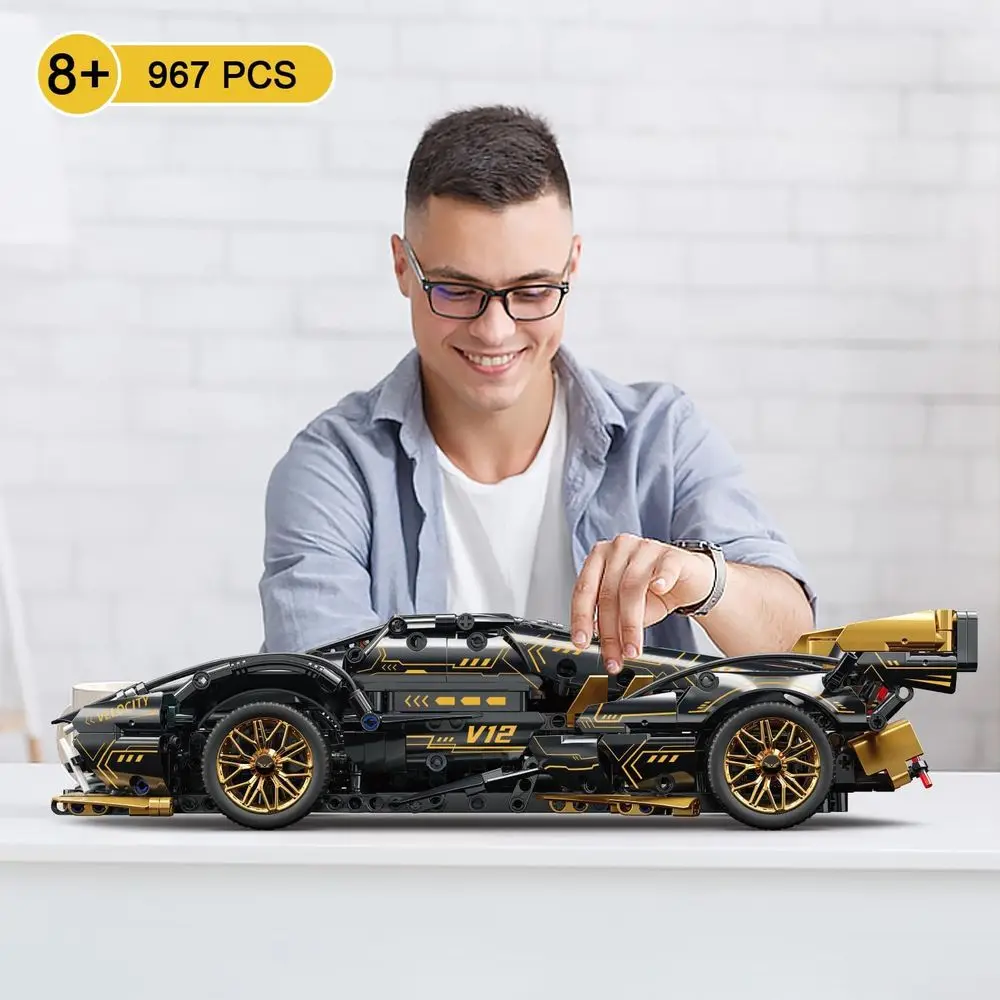 LED-Licht-Rennwagen-Modellbausatz im Maßstab 1:14, für Erwachsene und Jugendliche, ideales Geburtstagsgeschenk für Autoliebhaber ab 8 Jahren