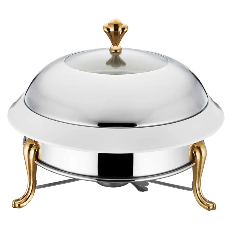 Stainless steel dining stove crown shaped food heating container restaurant ceramic liner alcohol stove western catering