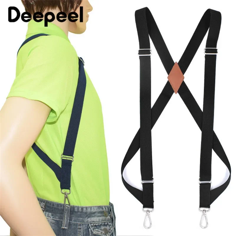 1Pc Deepeel 2.5*125Cm Mannen Polyester Elastische Brede Bretels Verstelbare 2 Clip Riem Unisex X Type pak Decoratieve Bandjes