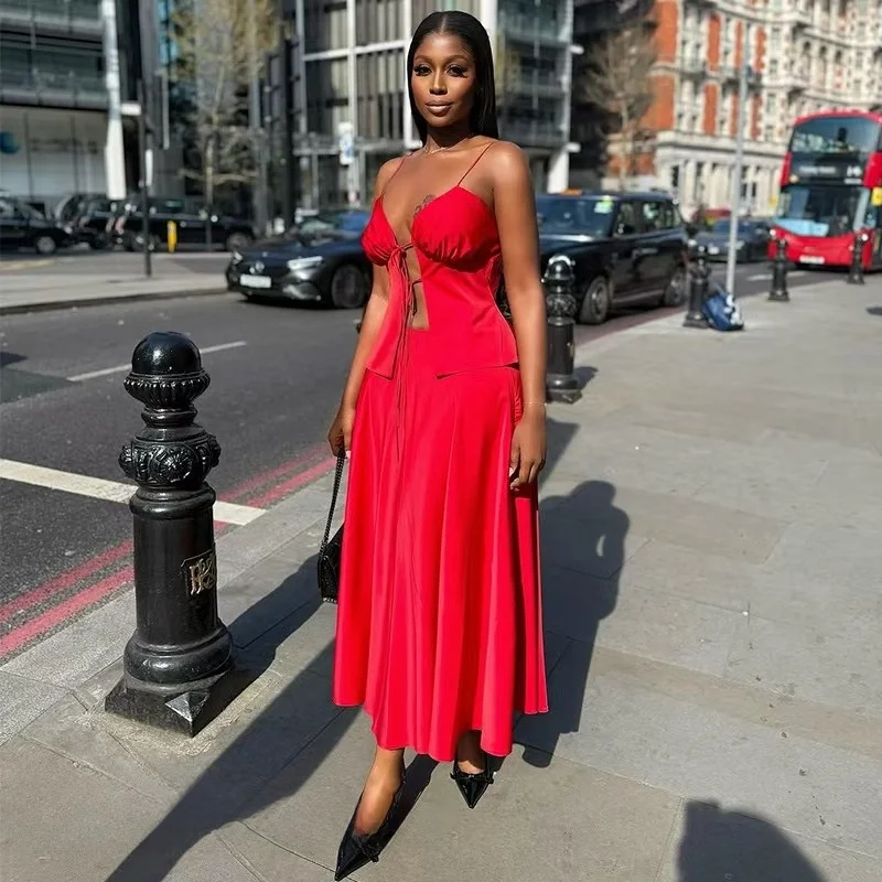 

Faionable Sexy Strap Vest And Skirt Set Women's Summer Outfit Two-Piece Suite Casual Comfortable Breathable Clothing