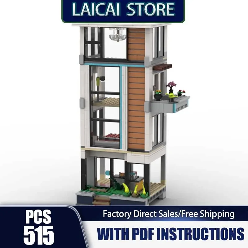 Street View Moc Building Bricks Modern 3 Floor Appartement Model Technology Modular Blocks Gift Christmas Toys DIY Sets Assembly