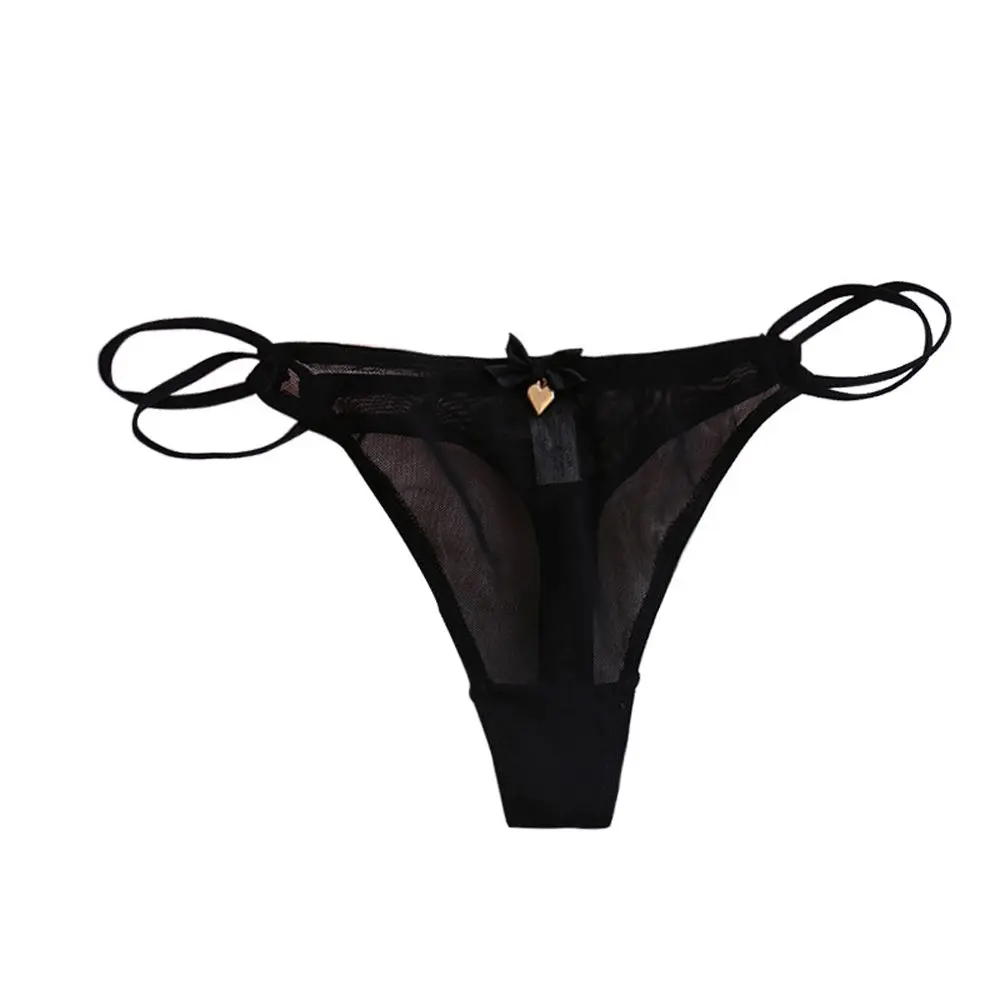 Soft Cute Transparent Low Waist Bear Cat Women Bow Panties Korean Heart Underwear Stripe Mesh Briefs