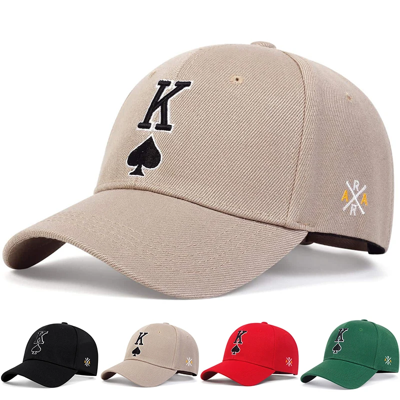 Unisex Spades K Embroidery Baseball Caps Outdoor Adjustable Spring and Autumn Casual Sunscreen Hat