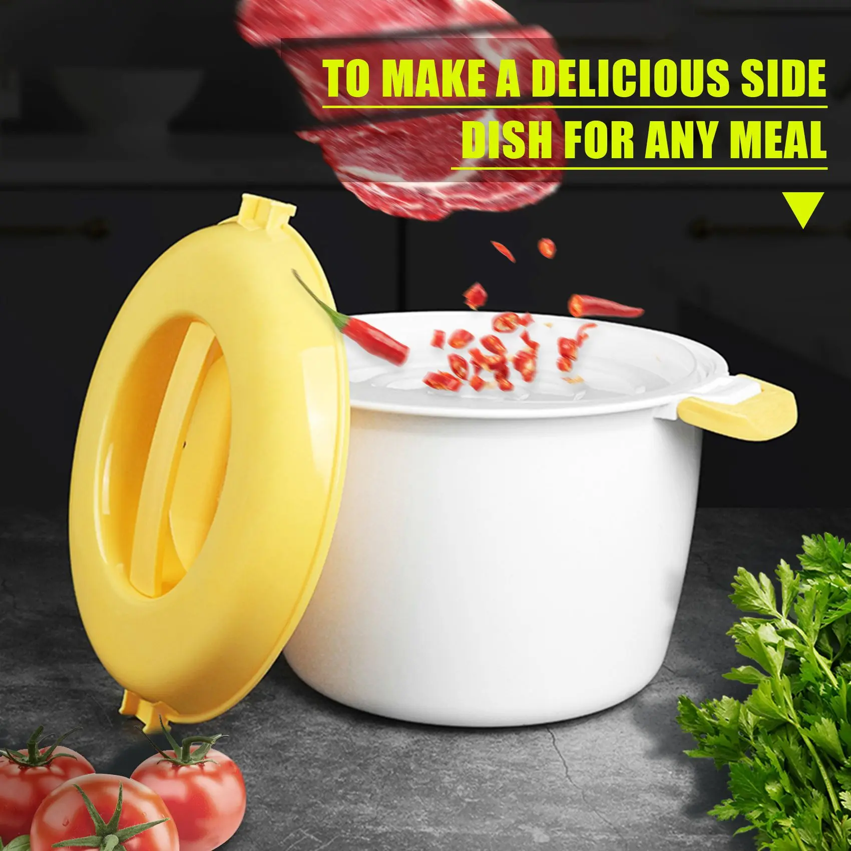 Portable Microwave Oven Rice Cooker Multifunctional Steamer 2000Ml Insulation Lunch Box Steaming Utensils for Microwave