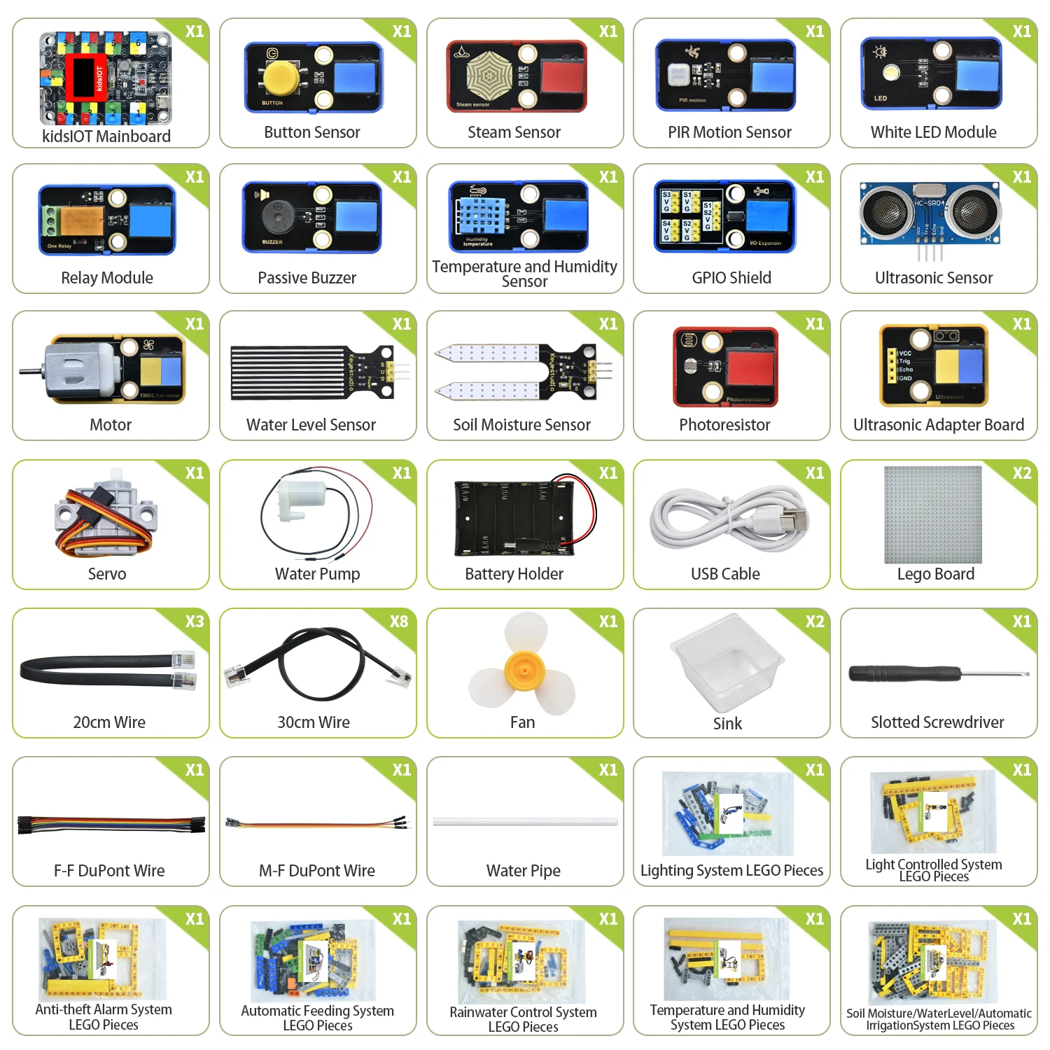 

Kidsbits IOT Smart Farm Kit+10 Projects For Arduino ESP32 Projects Compatible with Lego Blocks Support Graphical Programming