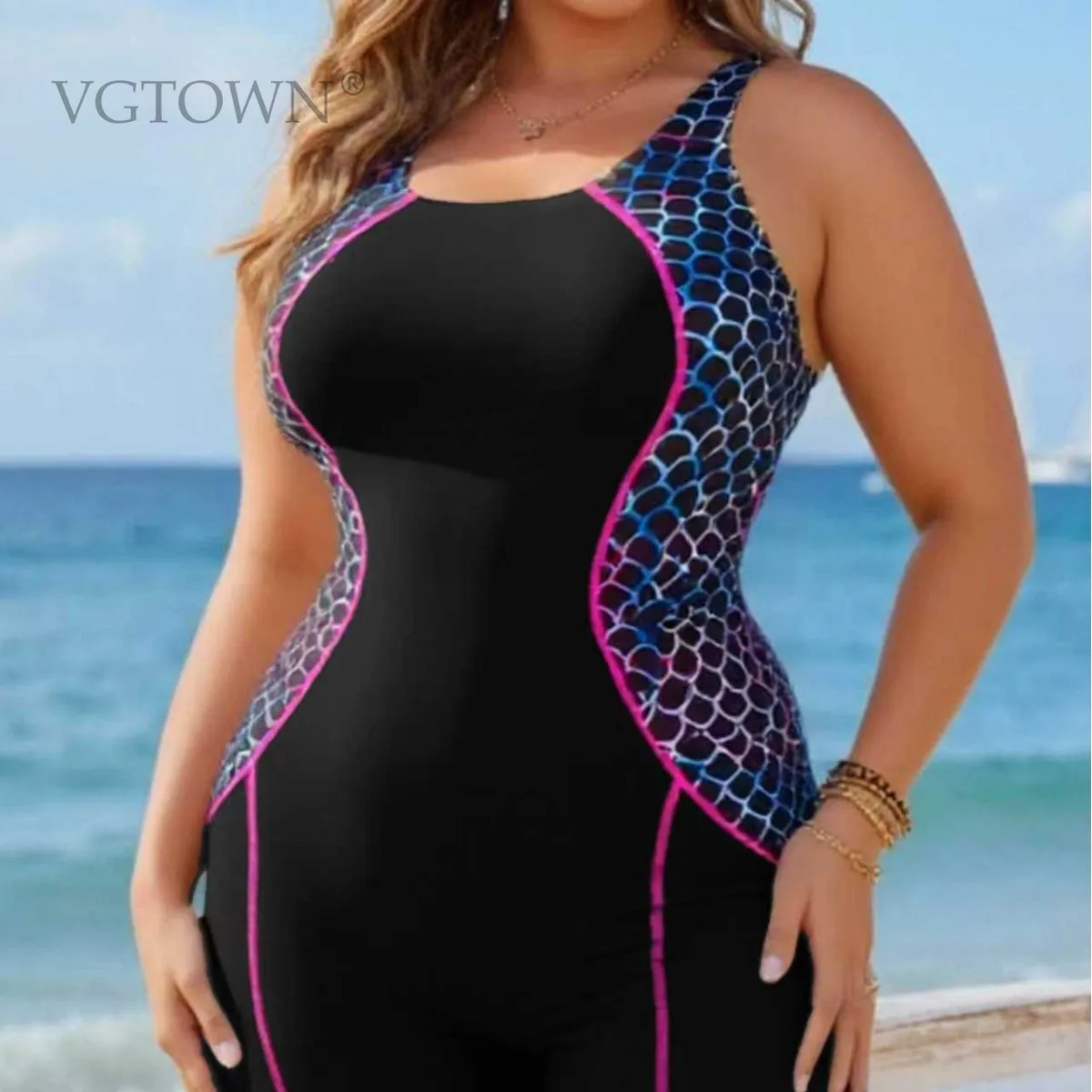 

2026 Новый спортивный цельный купальник больших размеров для женщин, профессиональный купальный костюм для женщин, купальные костюмы, пляжная одежда