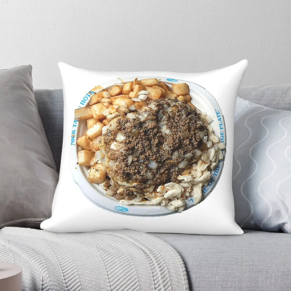 Garbage Plate Square Pillowcase Polyester Linen Velvet Printed Zip Decorative Room Cushion Cover