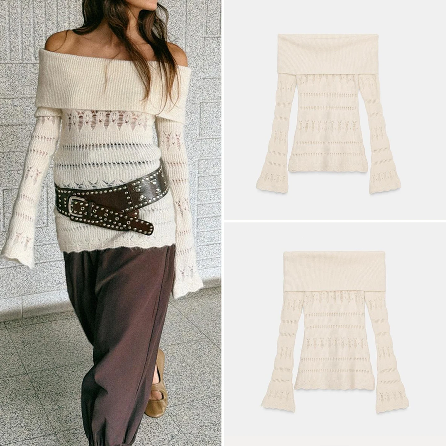 

Faionable Hollow out oulder Knitwear Simple Personali Women's Long Sve Regular Length Commute Sle Autumn New Arrival