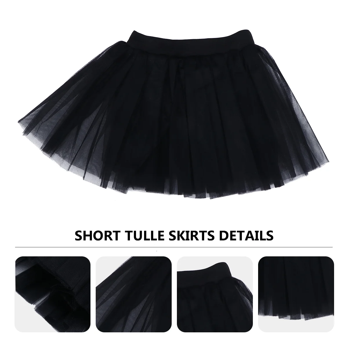 Party Three-layer Mesh Adult Tutu Skirt Costume Black Dress for Girls Kids Sequin Women Short Gauze Tassel