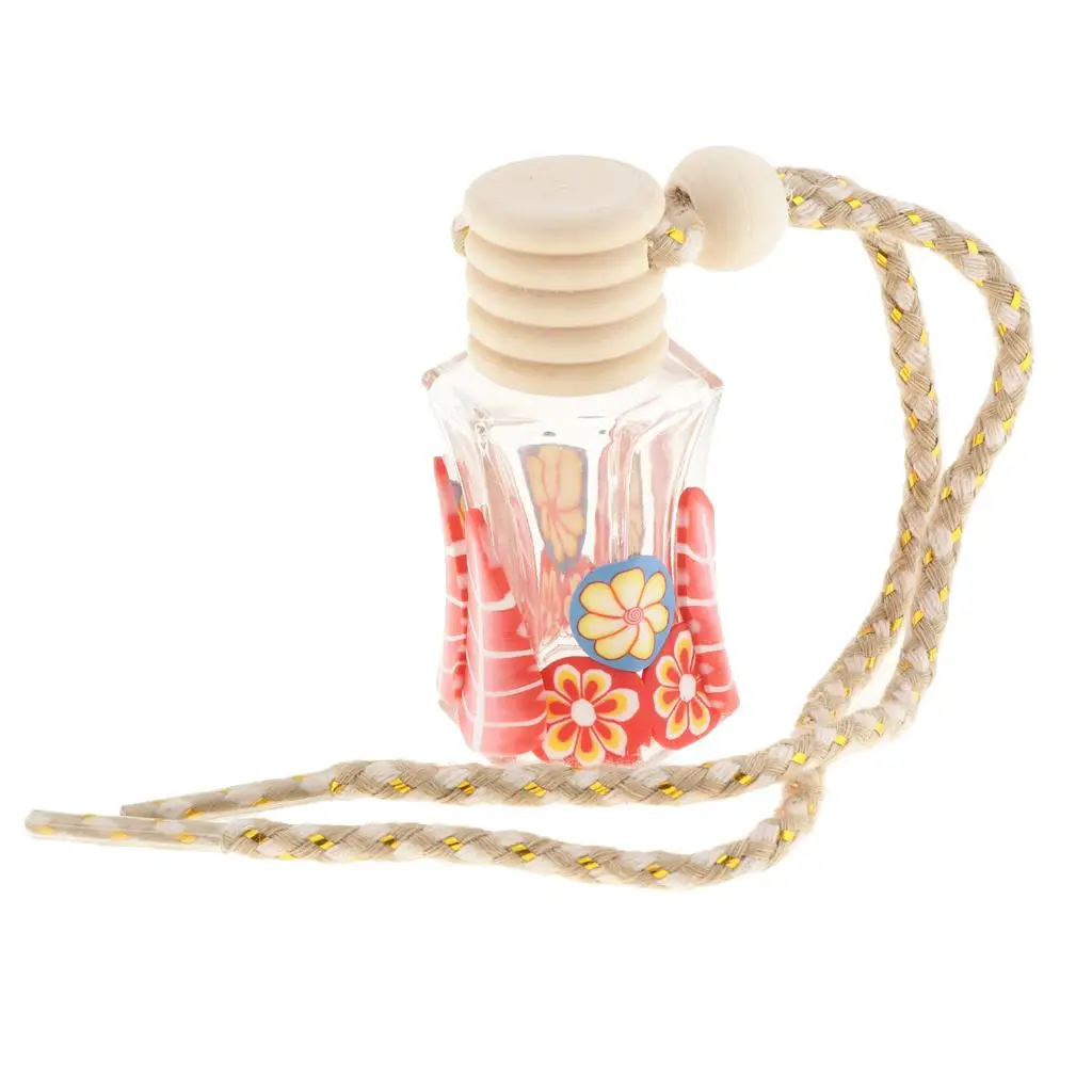 2-6pack Refillable Charm Empty Glass Perfume Bottle Pendant Car Hanging Decor