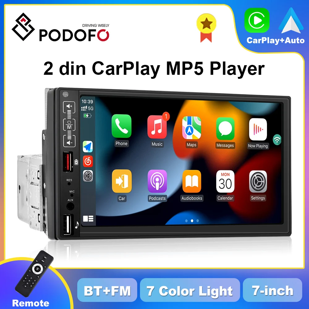 

Podofo 1din 2din CarPlay MP5 Player Universally 7inch Android Auto Car Radio BT FM Stereo Receiver Multimedia Player Head Unit