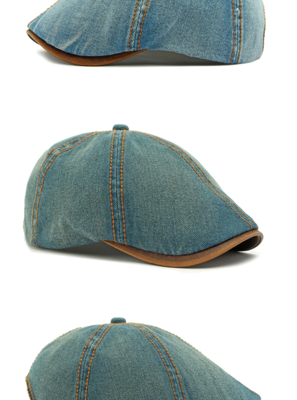 HT4735 Baskenmütze für Männer und Frauen, Vintage-Künstlermaler, achteckige Baskenmütze, 6 Panels, Denim-Efeu, flache Kappe, männlich, weiblich, Frühlings-Baskenmütze – Detail 10