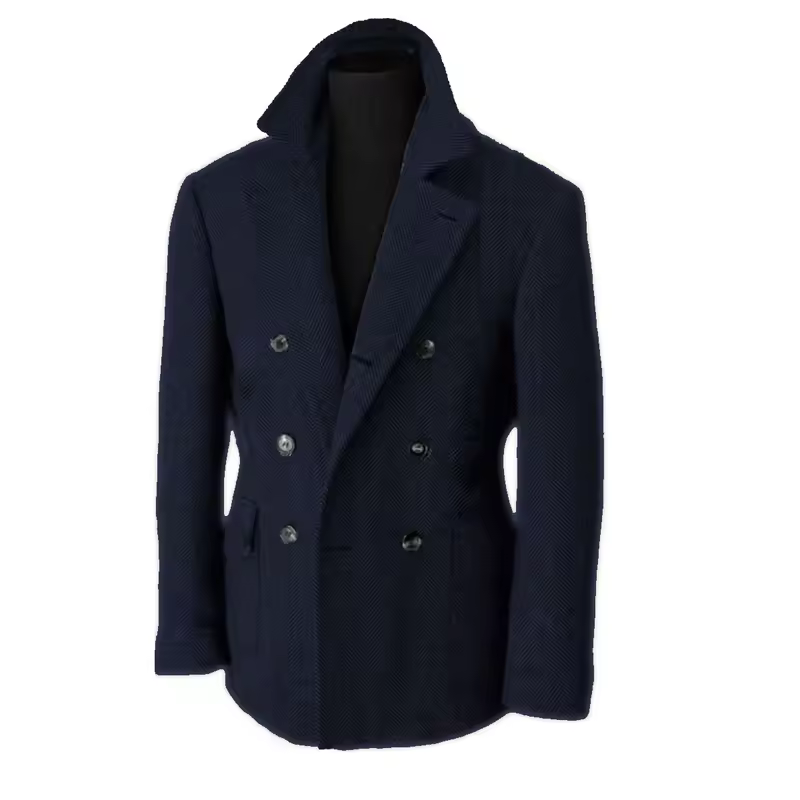 British Men's Blazers Vintage Herringbone Tweed Formal Jacket Wool Blend Double Breasted Casual Autumn Winter Suit Coat - Image 18