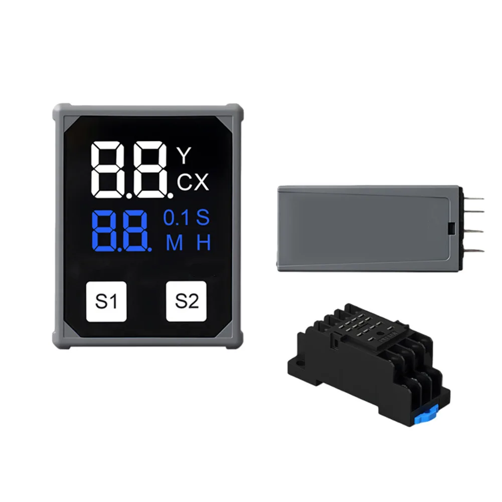 Miniature Adjustable Time Relay with Dual LCD Display for Power-On Delay Control 0.1s to 99H Range H3Y-2 H3Y-4 Models