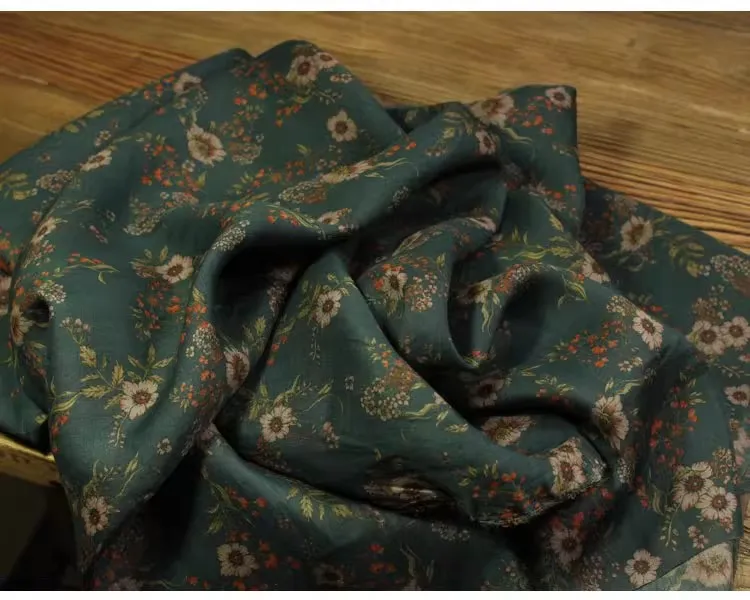 

1yard Small Garden Print tissu new style ramie fabric Skirt dress shirt bag cheongsam fabric for clothing