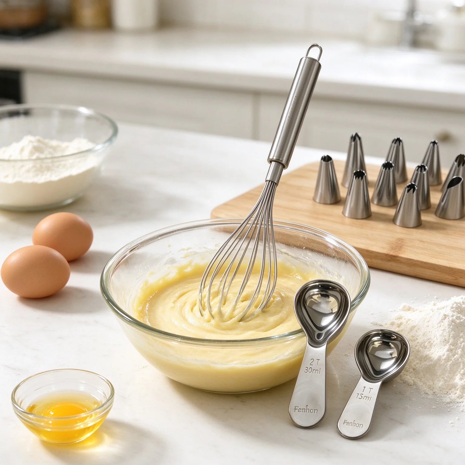 Stainless Steel Baking Tool Set Whisk And Measuring Spoons And Piping Tips Kit Cake Decorating Pastry Tools For Home Bakery