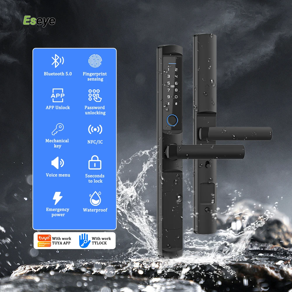 Smart Lock Google Home Battery Tuya Rfid Key Card Keyless Combination Door Lock Fingerprint Lever Lock