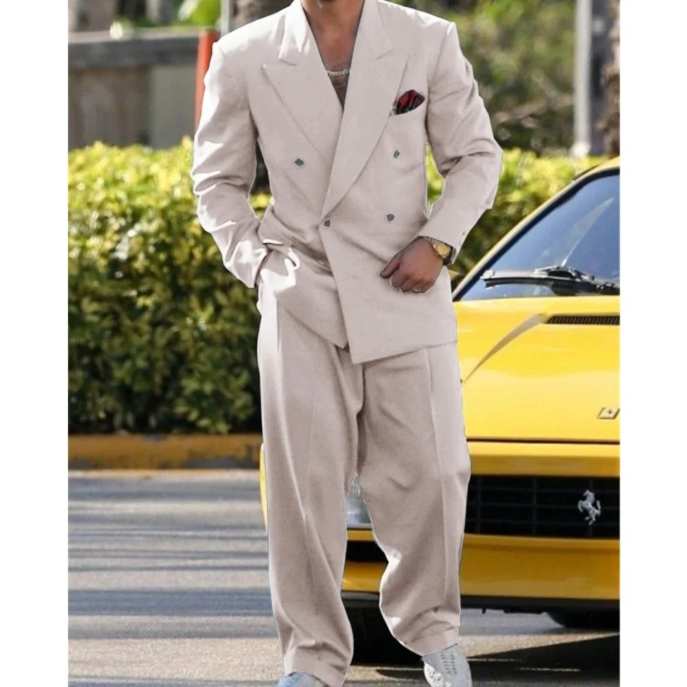 2025 Suit (Blazer+ Trousers) Men's Fashion Gentleman Business Performance Banquet Host Casual Wedding Stage Fitted Suit