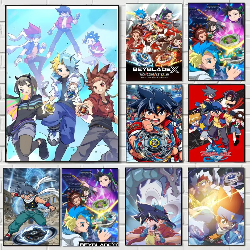 Japanese Anime B-Beyblade Poster Pegatina artistica HD autoadhesiva impermeable para salon dormitorio