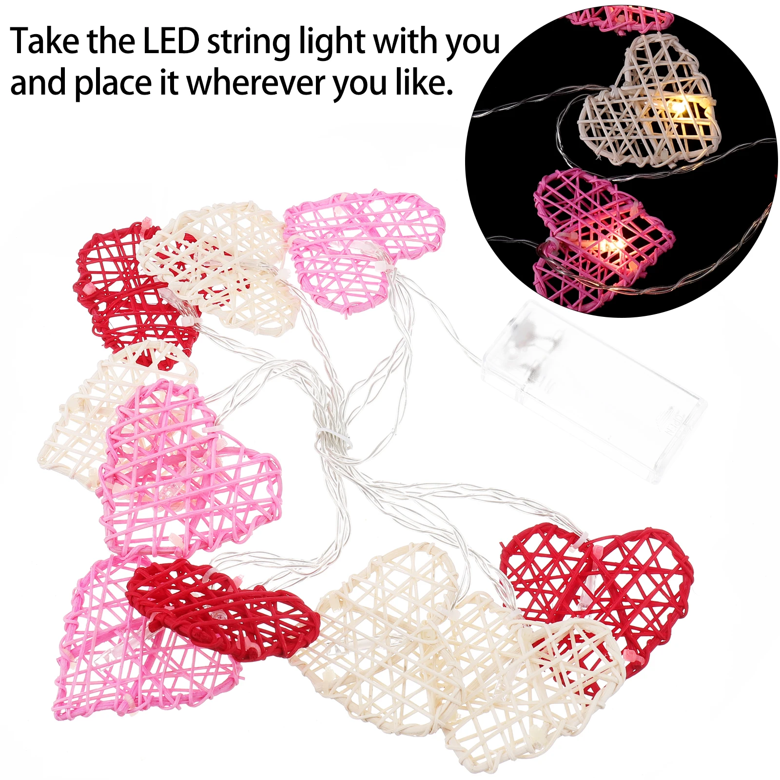 1セット ハート型 LED ライトストリング プレミアム装飾籐 ウェディングパーティー バレンタイン 記念日 誕生日装飾 お祝い