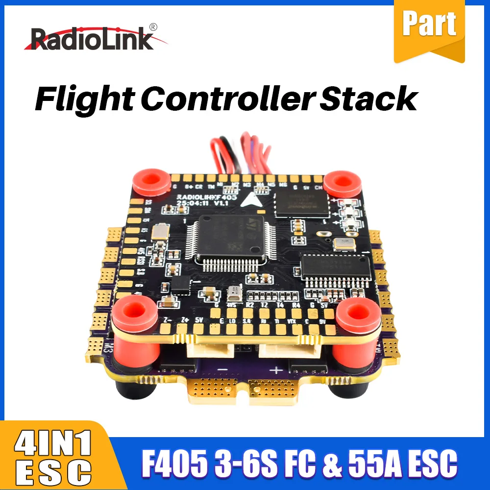 

Radiolink F405 Flight Stack F405 Управление полетом 55A ESC 3-6S Lipo 30,5x30,5 мм BMI270 Гироскоп для дистанционного управления FPV Racing Drone