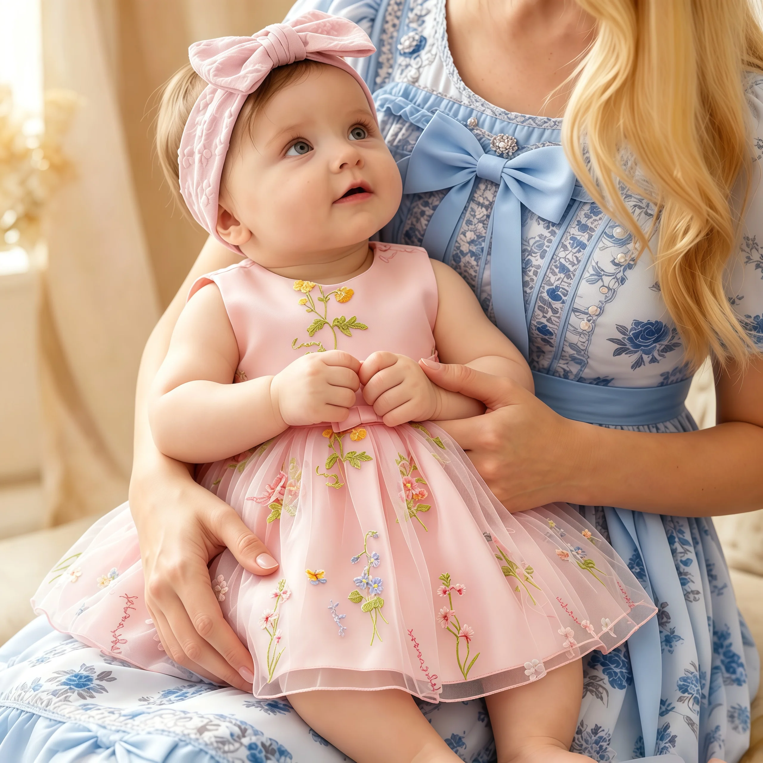 Newborn Baby Girls 1st Birthday Outfit Flower Embroidery Tulle Dress For Toddler Kids Baptism Wedding Party Photo Shoot Vestidos