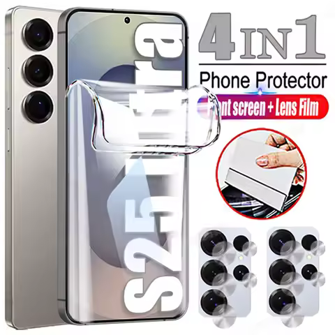 4IN1 Hydrogel Film For Samsung S25 Ultra S24 S23 Plus S22 S21 S20 FE Screen Protector For Galaxy Note 20 Ultra 10 Plus Lens Film