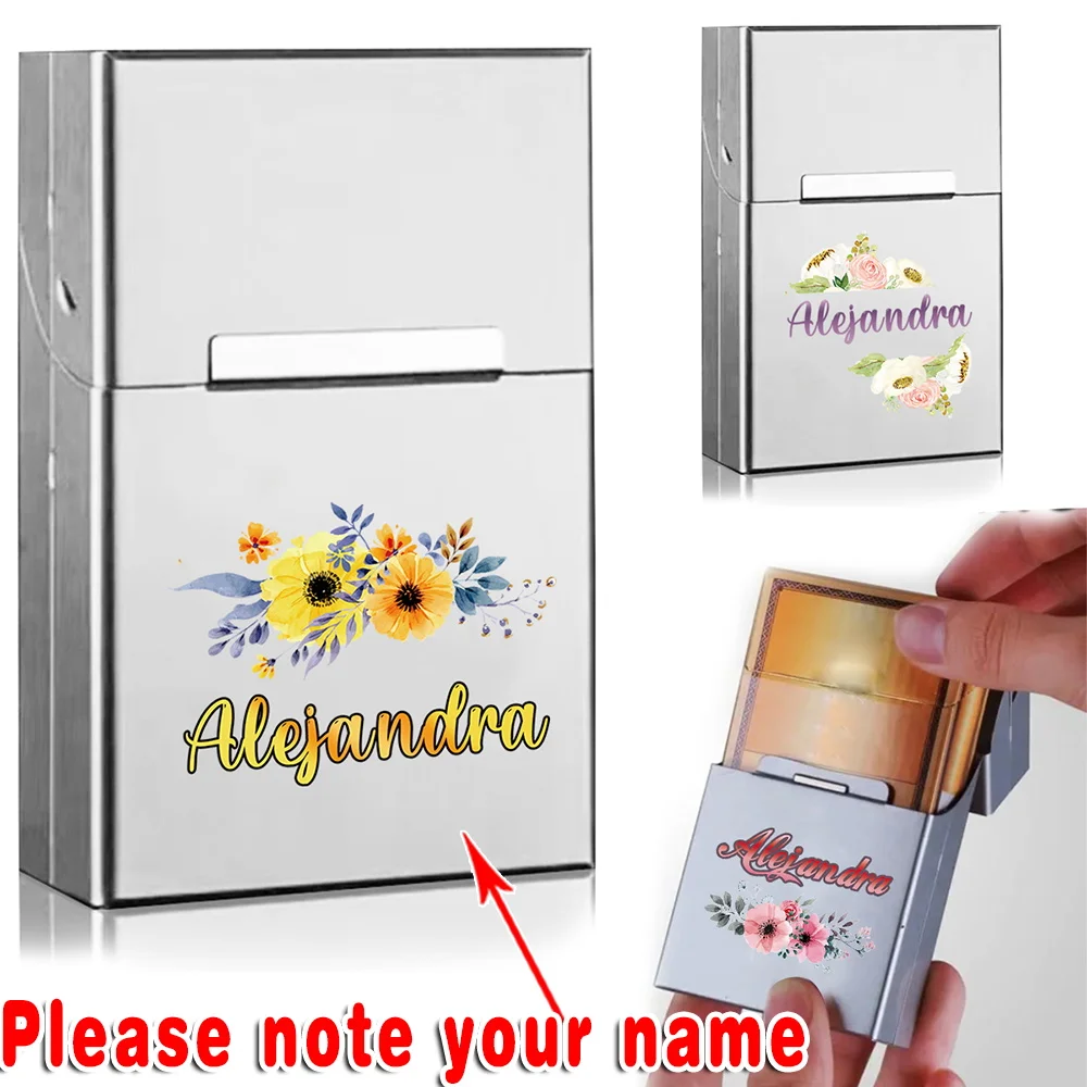 

Customized Name Stylish Metal Cigarette Case Aluminum Tobacco Pack Holder Slim Cigar Organizer Box Personalized Protective Cover