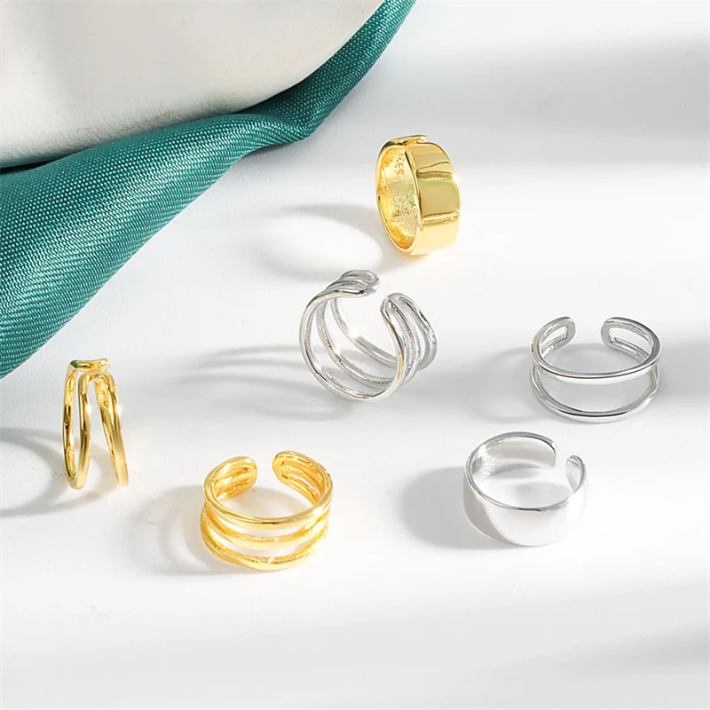 QMCOCO Silver Color 3Pcs/Set Fashion Simple Smooth Ear Bones Clip Earrings For Woman And Girl No Piercing Earring Jewelry Gifts